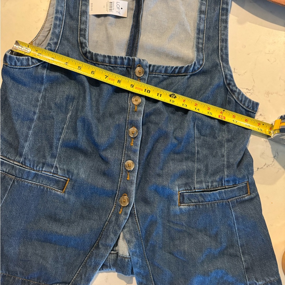 LOFT Blue Denim Button-Front Vest - Picture 5 of 5